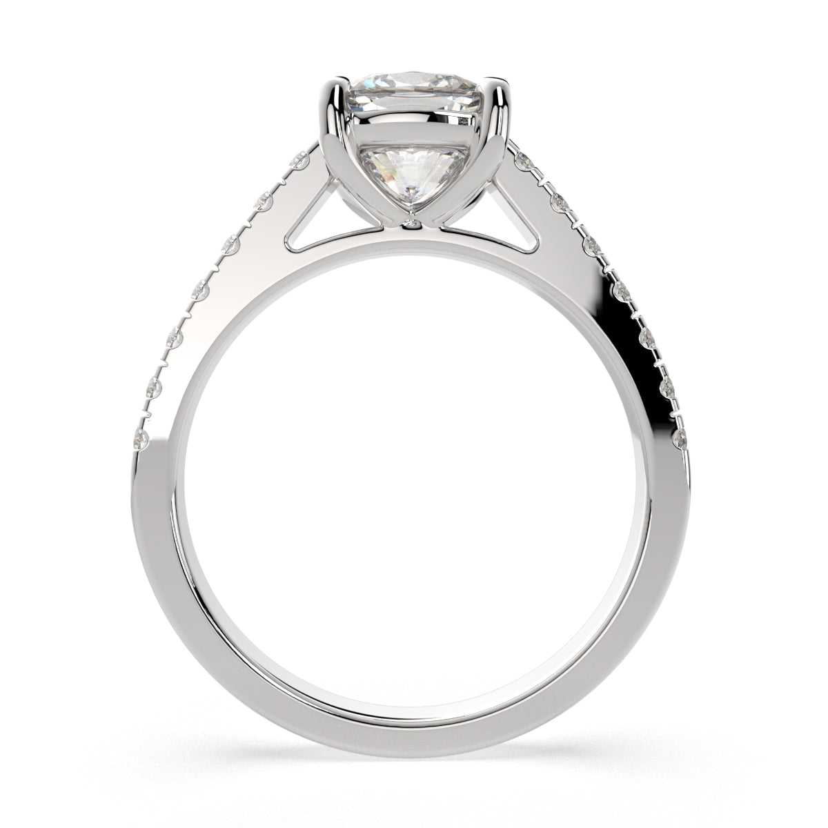 4.3 Carat VS1 D Lab Grown Diamond Pave Cushion Ring