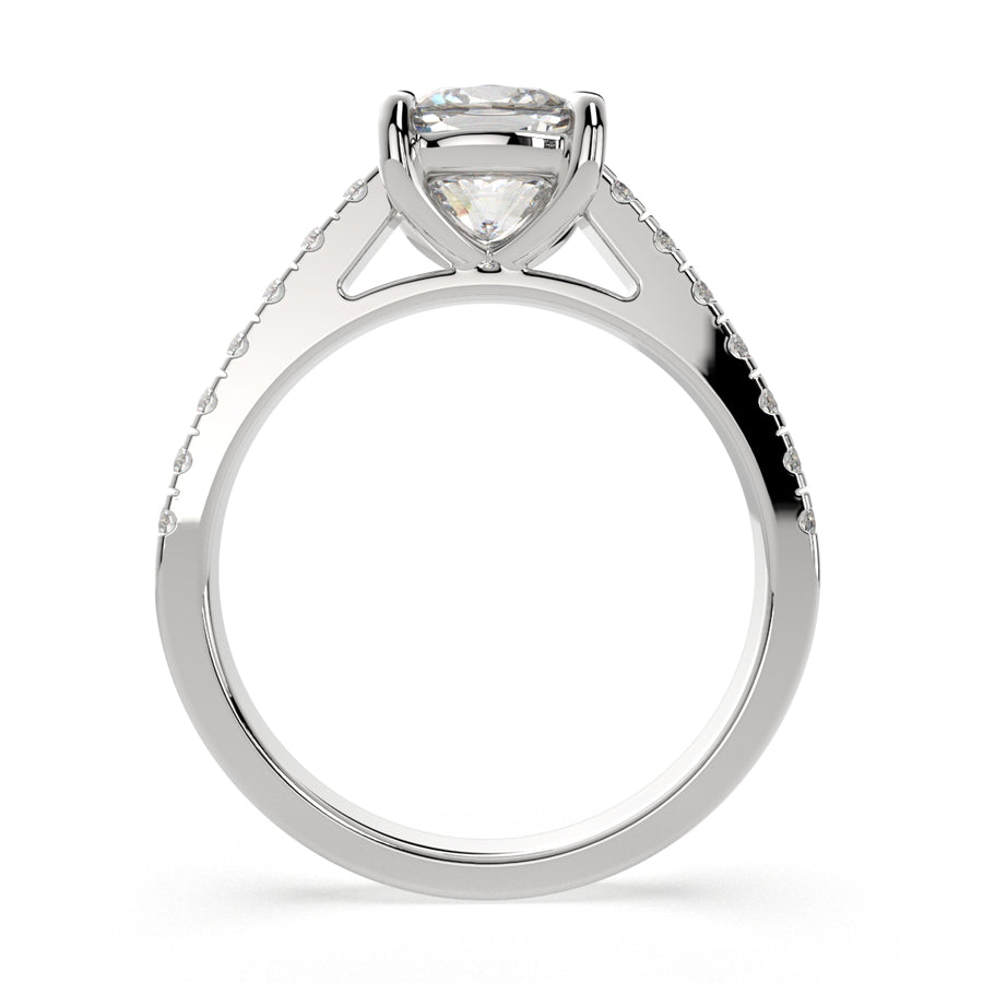 Karina 3.3 Carat Cushion Cut Pave 6 Prong Engagement Ring