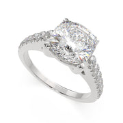 3.3 Carat VS1 D Lab Grown Diamond Pave Cushion Ring
