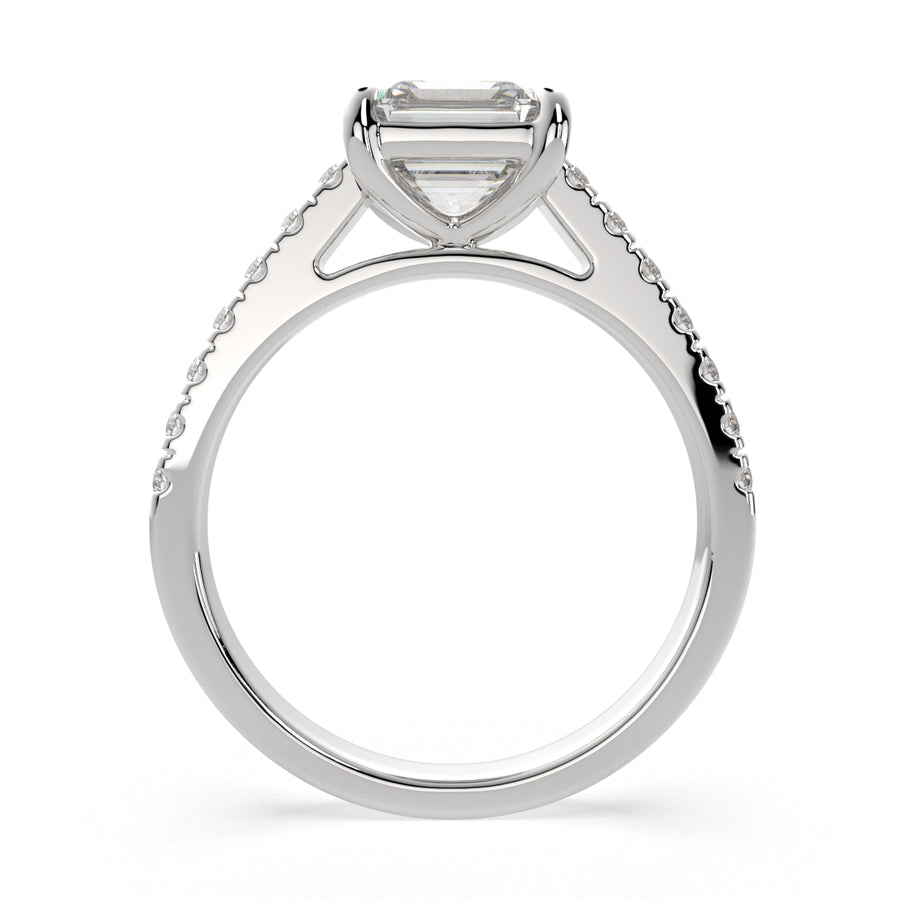 Karina 2.3 Carat Emerald Cut Pave 6 Prong Engagement Ring
