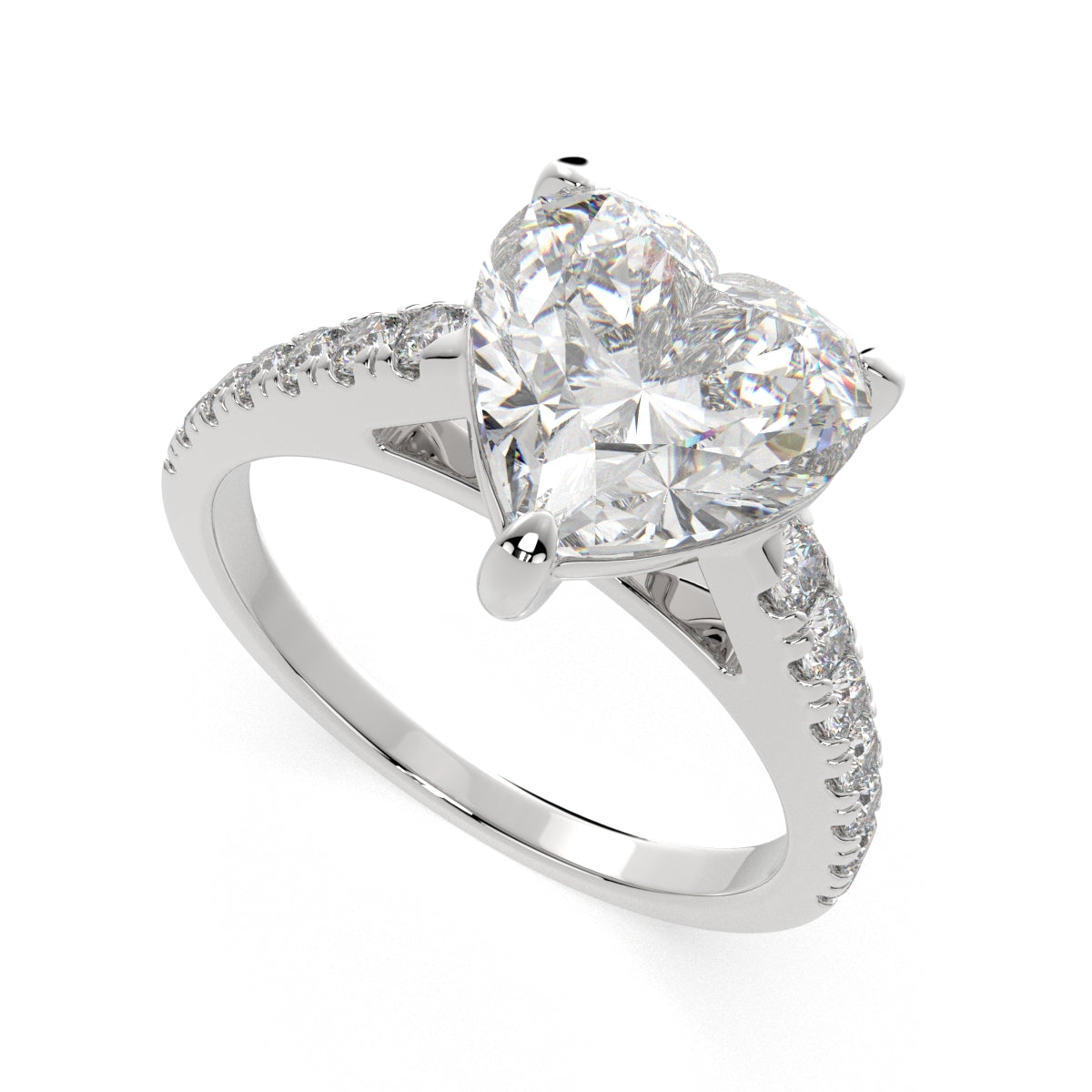 4.3 Carat VS1 D Lab Grown Diamond Pave Heart Ring