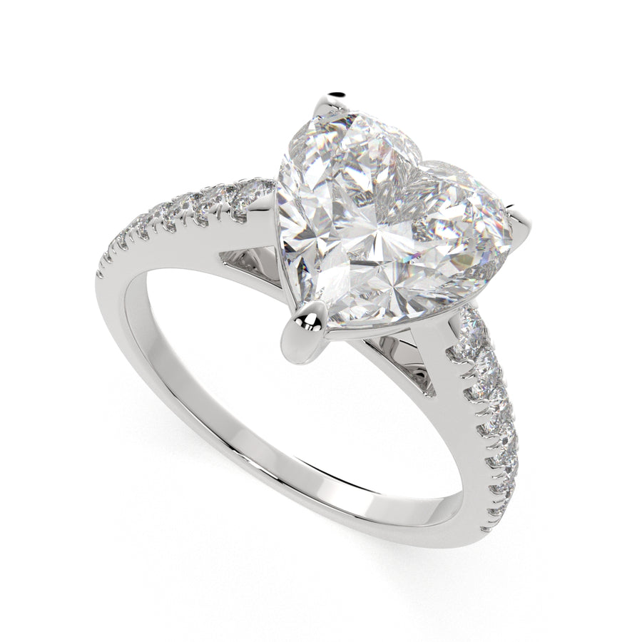 Karina 2.3 Carat Heart Cut Pave 6 Prong Engagement Ring