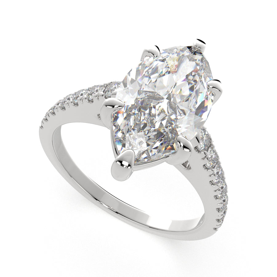 Karina 3.3 Carat Marquise Cut Pave 6 Prong Engagement Ring