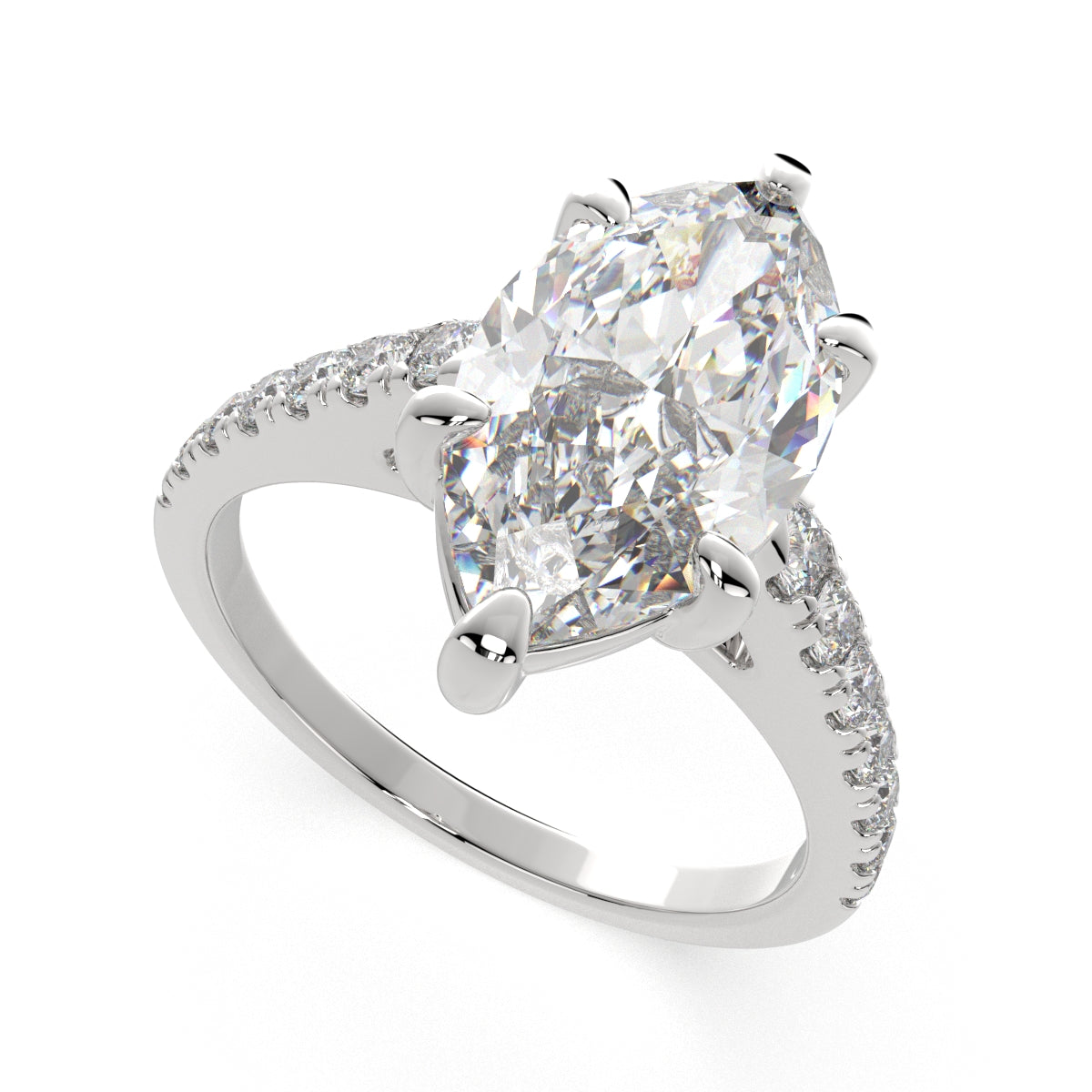 4.3 Carat VS1 D Lab Grown Diamond Pave Marquise Ring