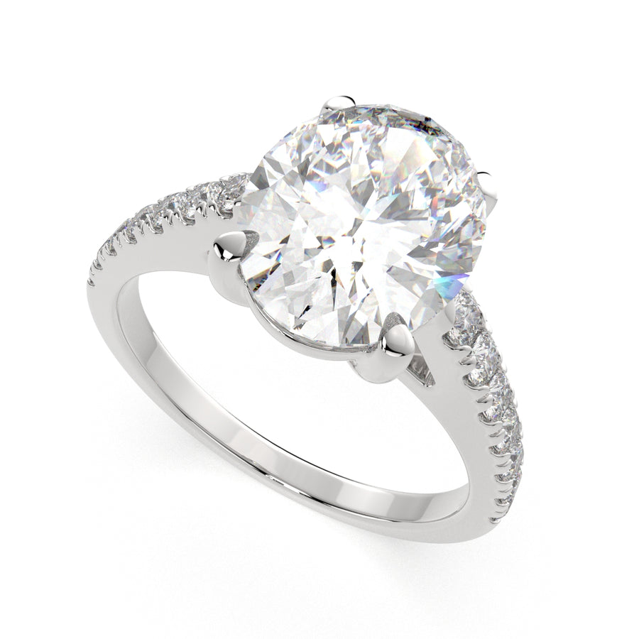 Karina 3.3 Carat Oval Cut Pave 6 Prong Engagement Ring