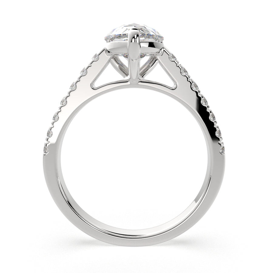 Karina 3.3 Carat Pear Cut Pave 6 Prong Engagement Ring