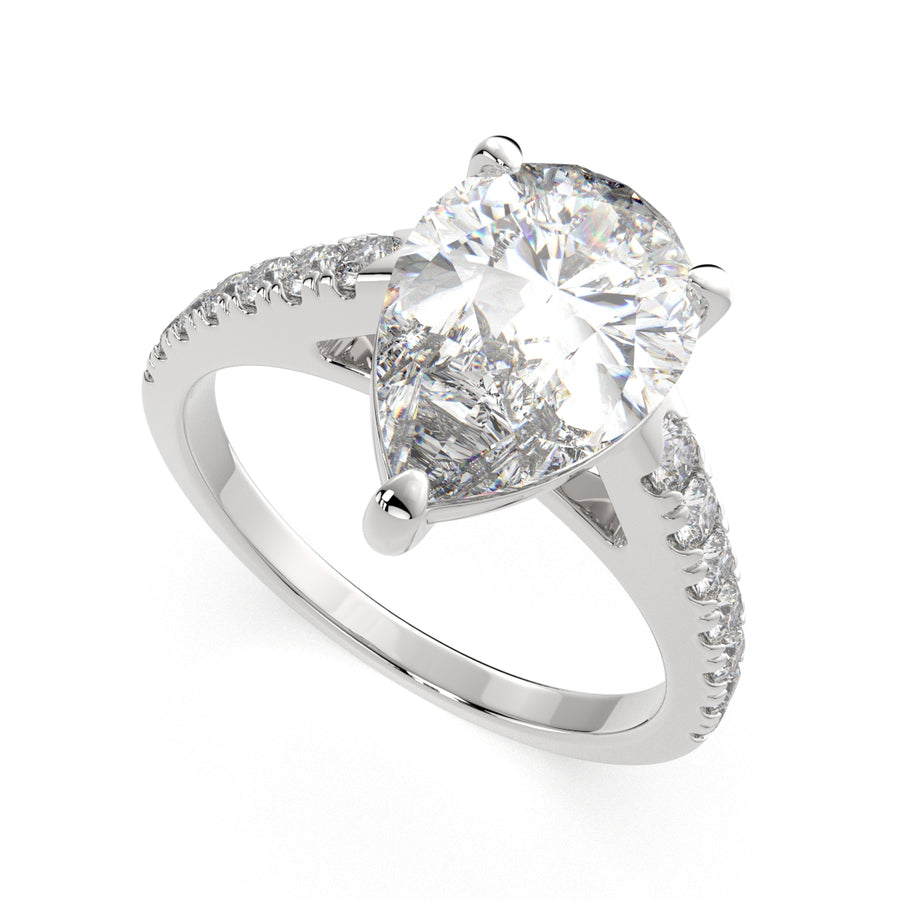 Karina 2.3 Carat Pear Cut Pave 6 Prong Engagement Ring