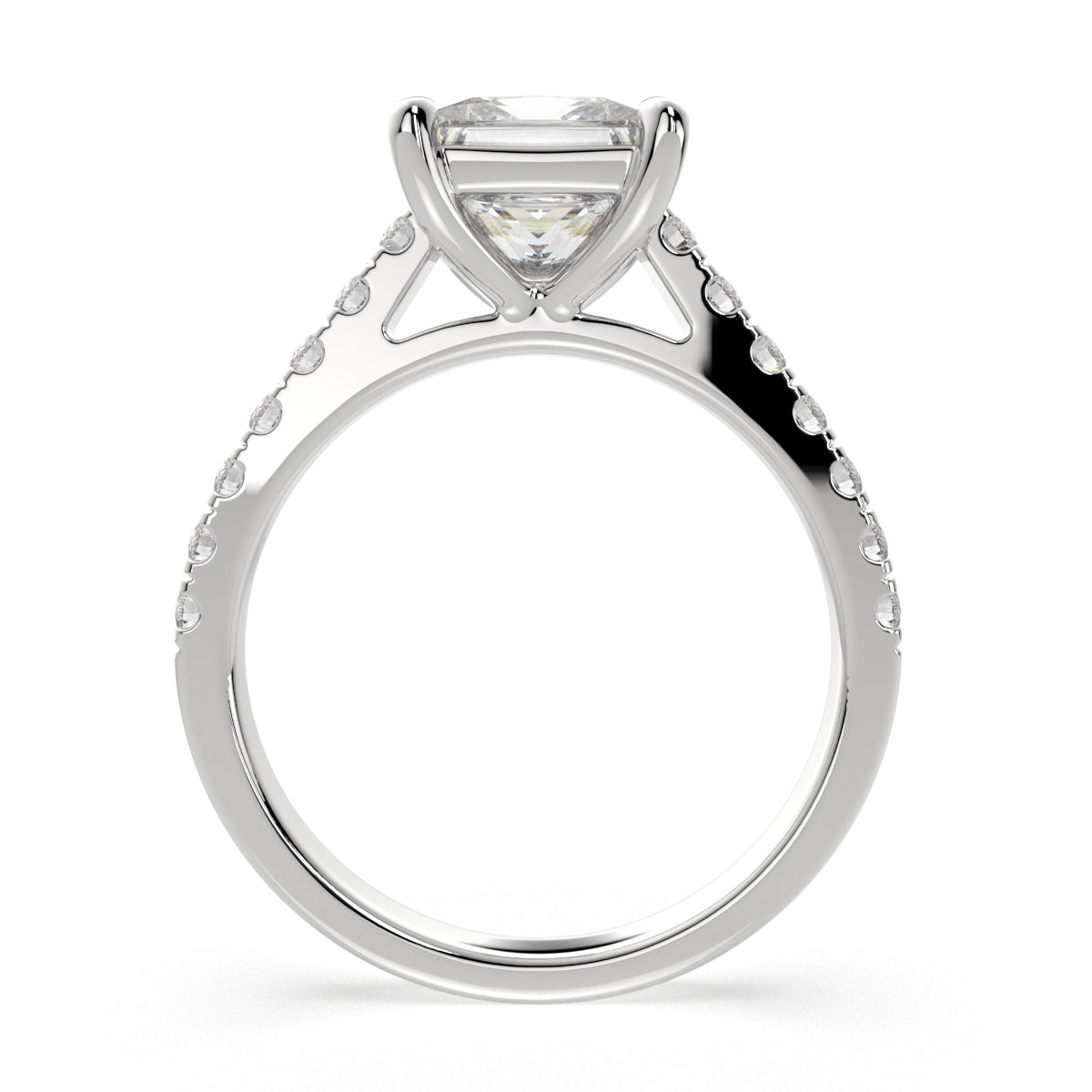 3.3 Carat VS1 D Lab Grown Diamond Pave Princess Ring