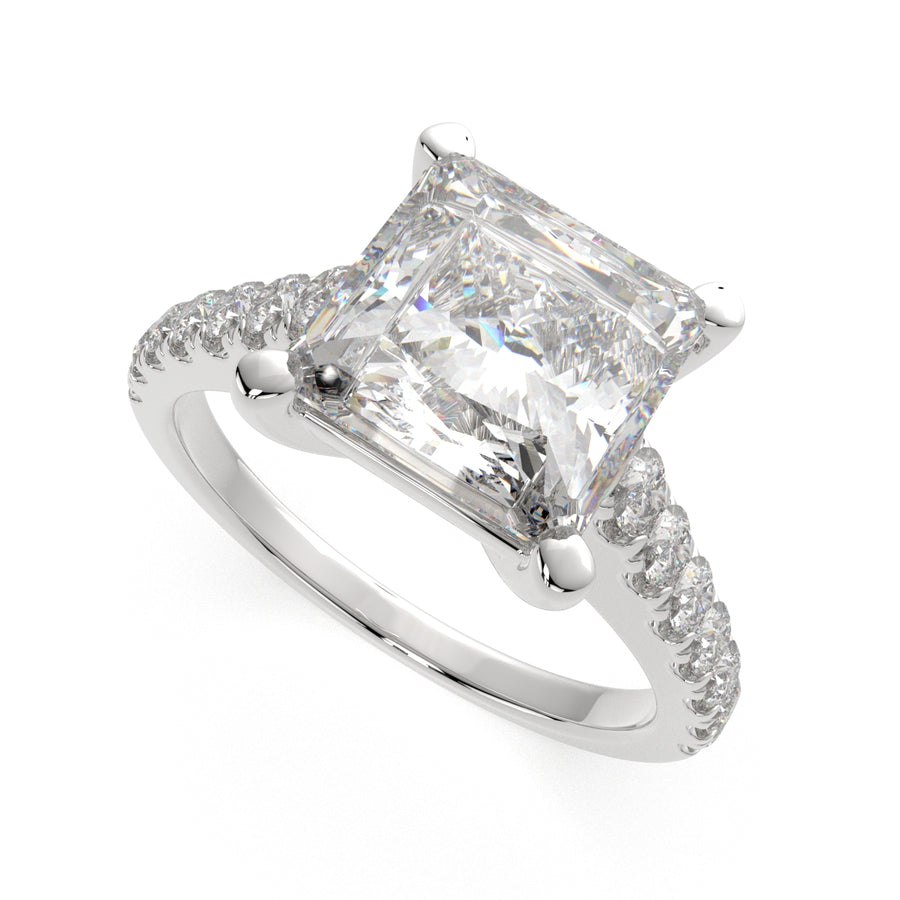 Karina 3.3 Carat Princess Cut Pave 6 Prong Engagement Ring