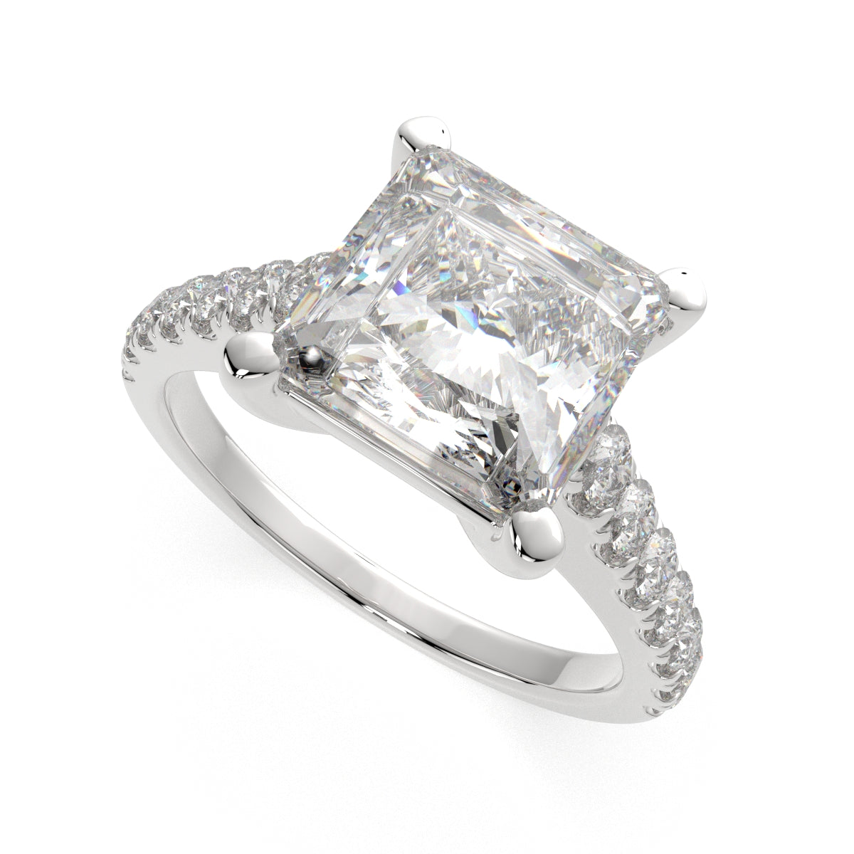 1.3 Carat VS1 D Lab Grown Diamond Pave Princess Ring