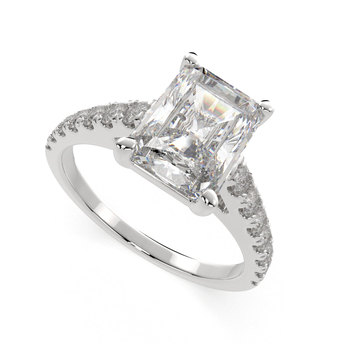 1.3 Carat VS1 D Lab Grown Diamond Pave Radiant Ring