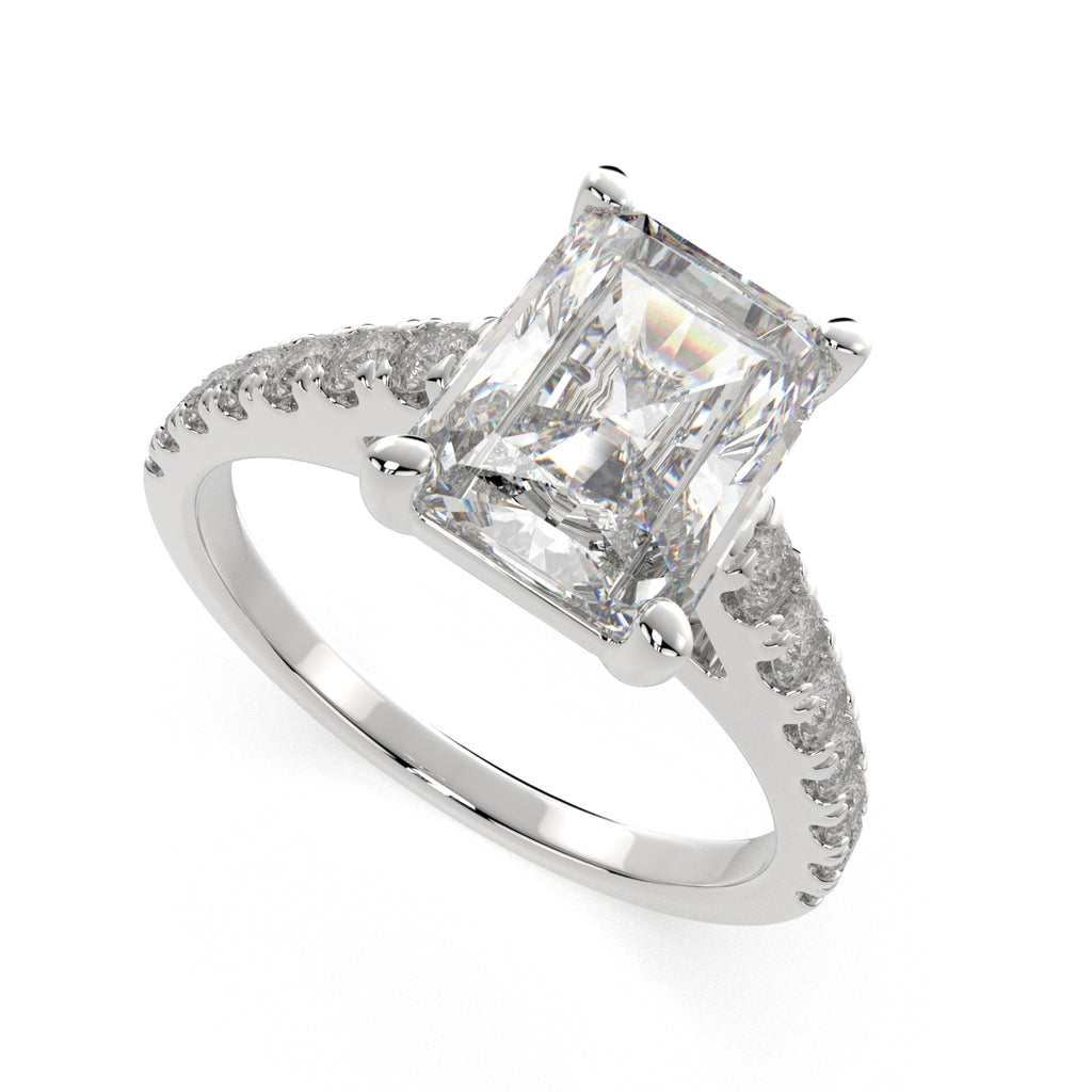 1.3 Carat VS1 D Lab Grown Diamond Pave Radiant Ring