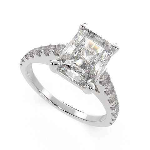 1.3 Carat VS1 D Lab Grown Diamond Pave Radiant Ring