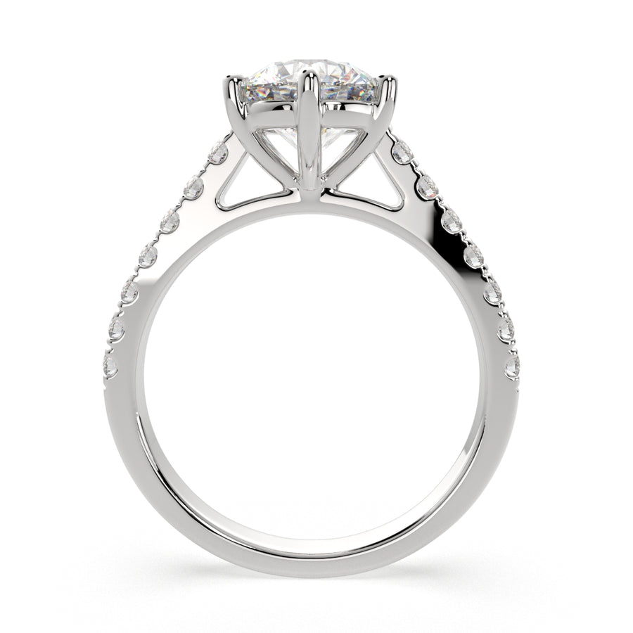Karina 1.3 Carat Round Cut Pave 6 Prong Engagement Ring