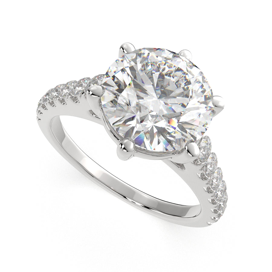 Karina 1.3 Carat Round Cut Pave 6 Prong Engagement Ring