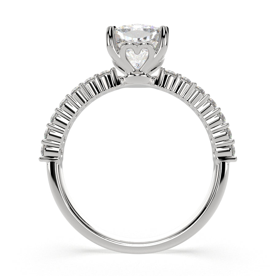 Lavinia 1.35 Carat Cushion Cut Side Stone 4 Prong Engagement Ring