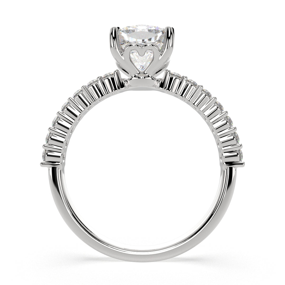 4.35 Carat VS1 D Lab Grown Diamond Side Stone Cushion Ring