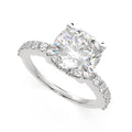 1.35 Carat VS1 D Lab Grown Diamond Side Stone Cushion Ring