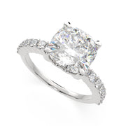 2.35 Carat VS1 D Lab Grown Diamond Side Stone Cushion Ring