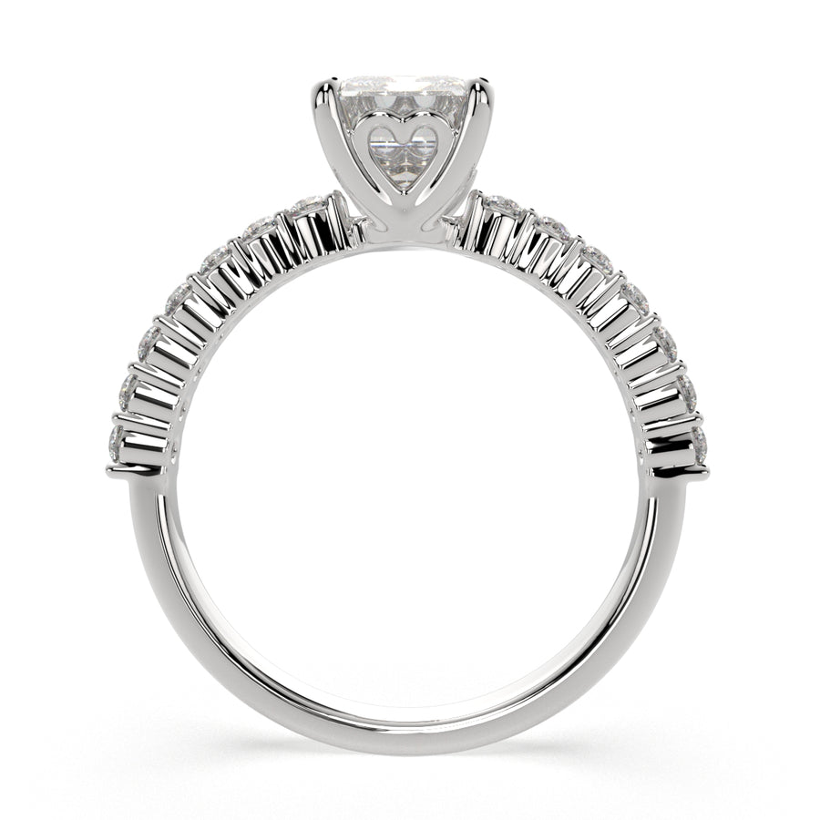 Lavinia 1.35 Carat Emerald Cut Side Stone 4 Prong Engagement Ring