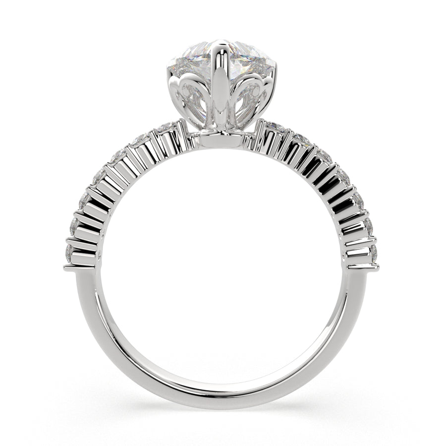 Lavinia 2.35 Carat Heart Cut Side Stone 4 Prong Engagement Ring