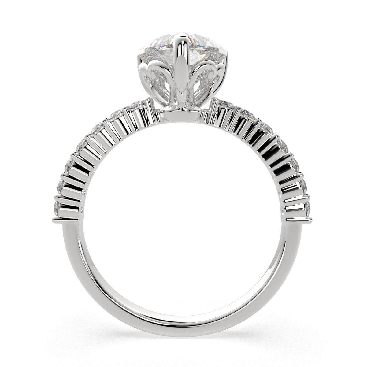 3.35 Carat VS1 D Lab Grown Diamond Side Stone Heart Ring