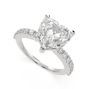 4.35 Carat VS1 D Lab Grown Diamond Side Stone Heart Ring