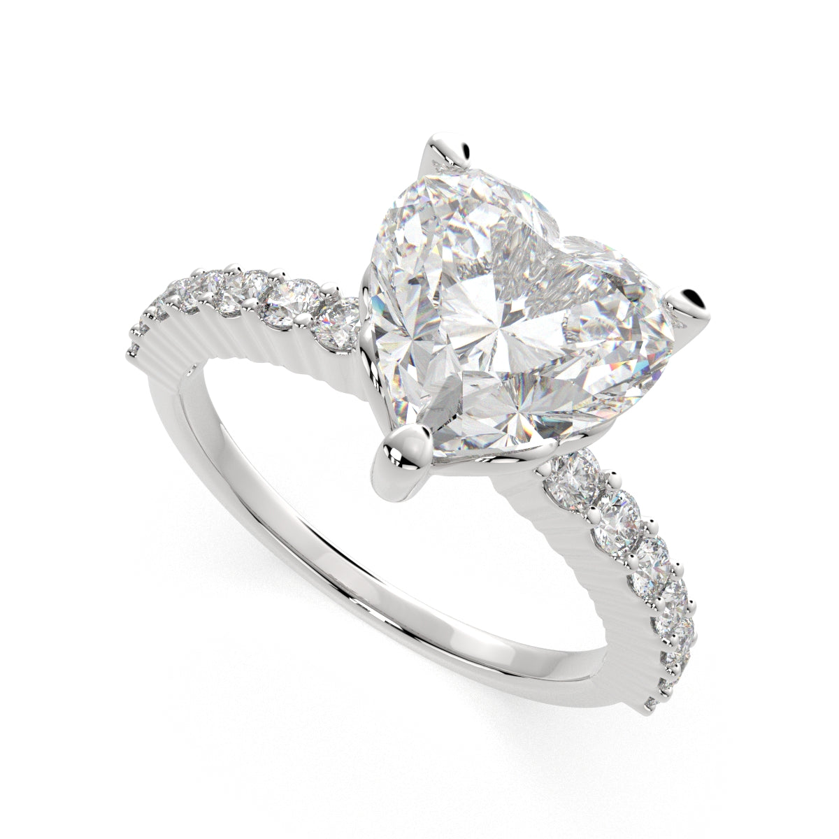 2.35 Carat VS1 D Lab Grown Diamond Side Stone Heart Ring