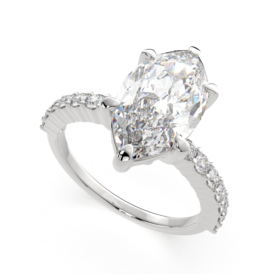 Lavinia 4.35 Carat Marquise Cut Side Stone 4 Prong Engagement Ring