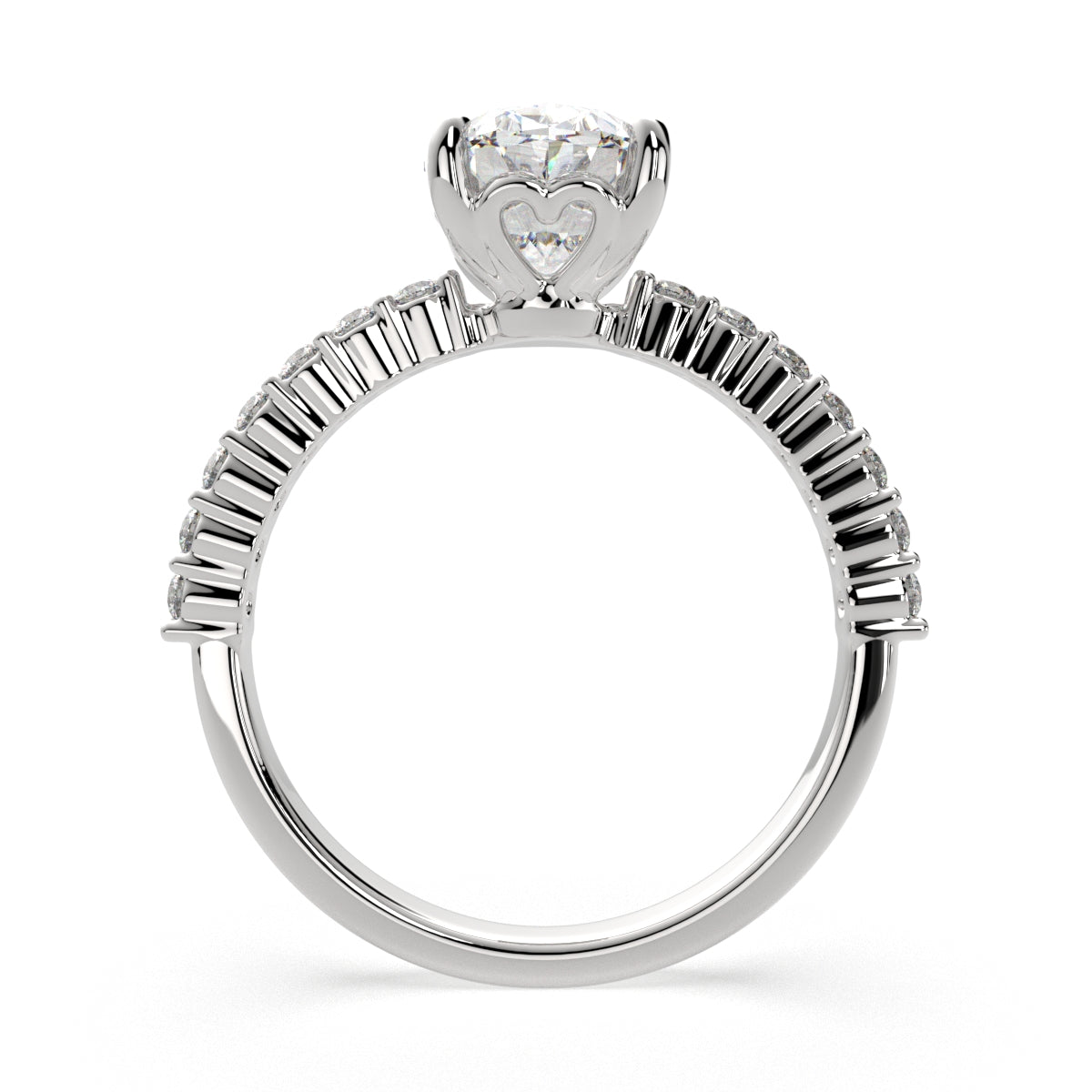 3.35 Carat VS1 D Lab Grown Diamond Side Stone Oval Ring