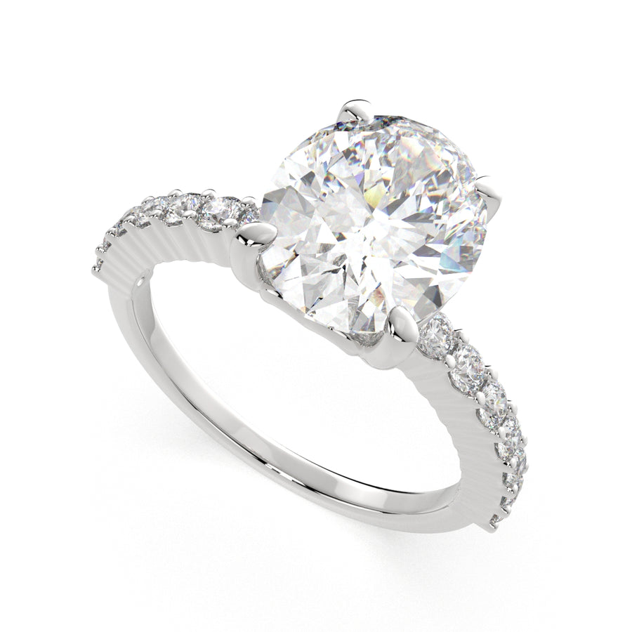 Lavinia 4.35 Carat Oval Cut Side Stone 4 Prong Engagement Ring