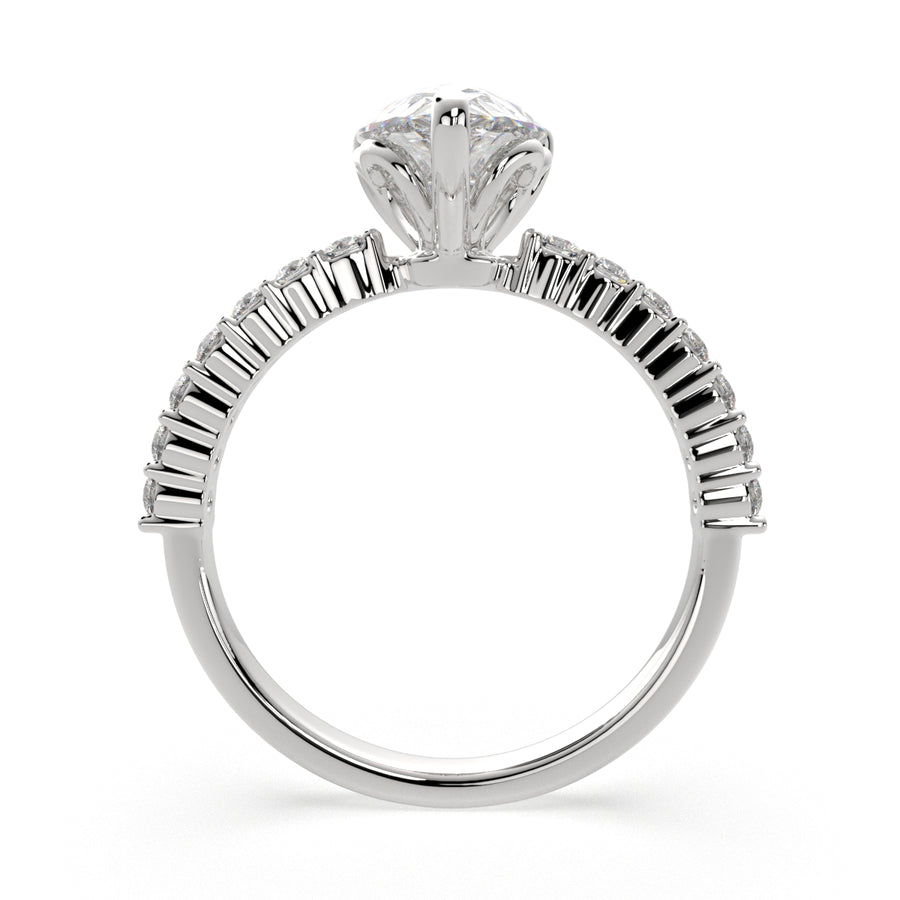 Lavinia 1.35 Carat Pear Cut Side Stone 4 Prong Engagement Ring