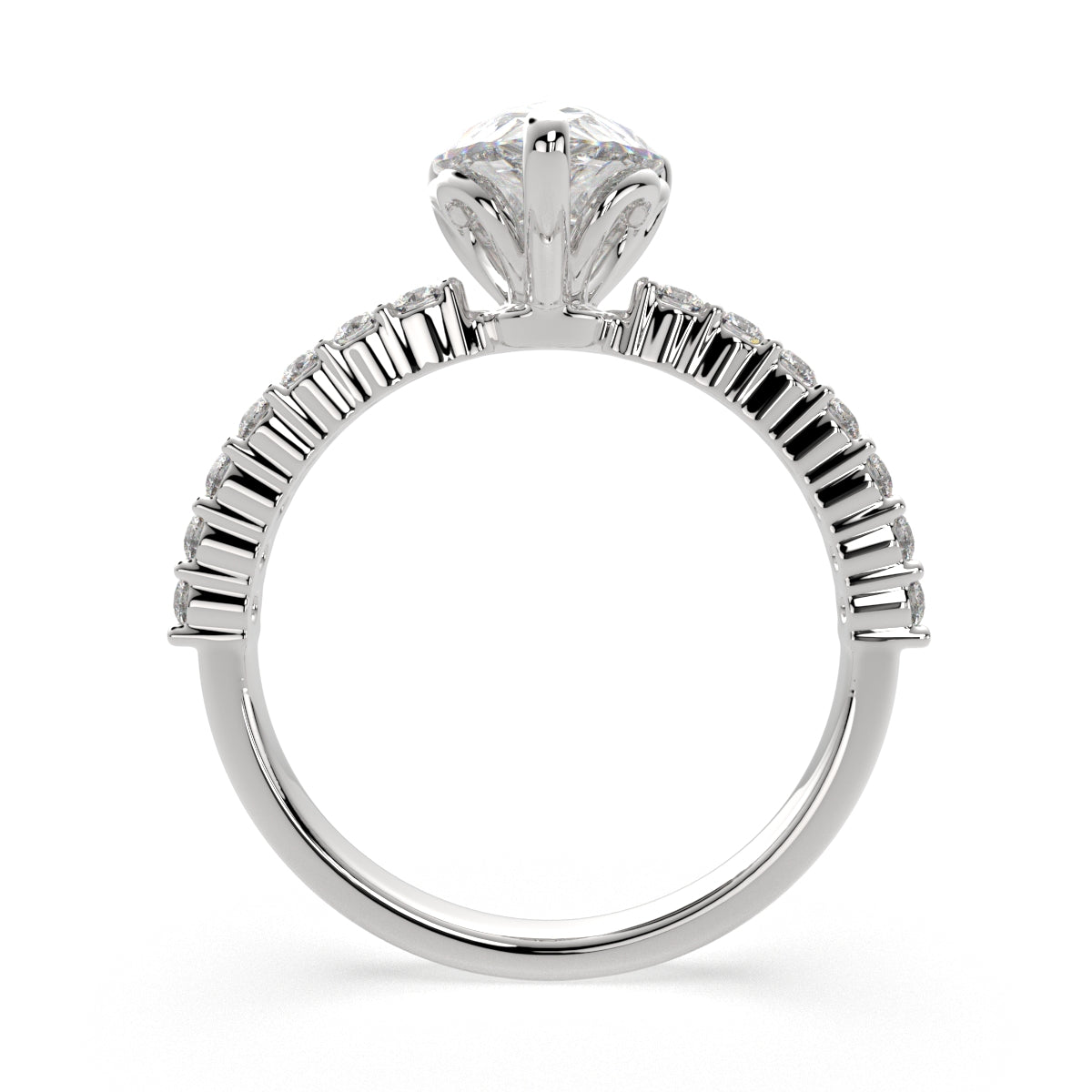 3.35 Carat VS1 D Lab Grown Diamond Side Stone Pear Ring