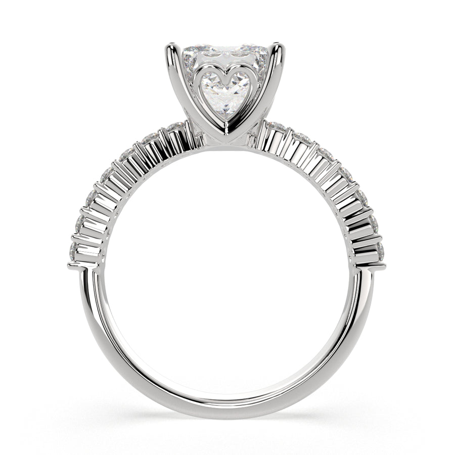 Lavinia 2.35 Carat Princess Cut Side Stone 4 Prong Engagement Ring