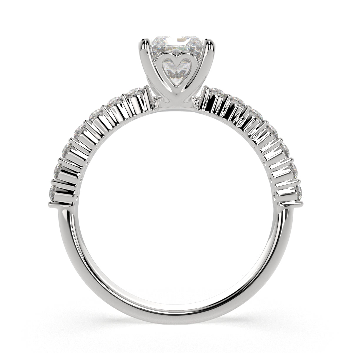 1.35 Carat VS1 D Lab Grown Diamond Side Stone Radiant Ring