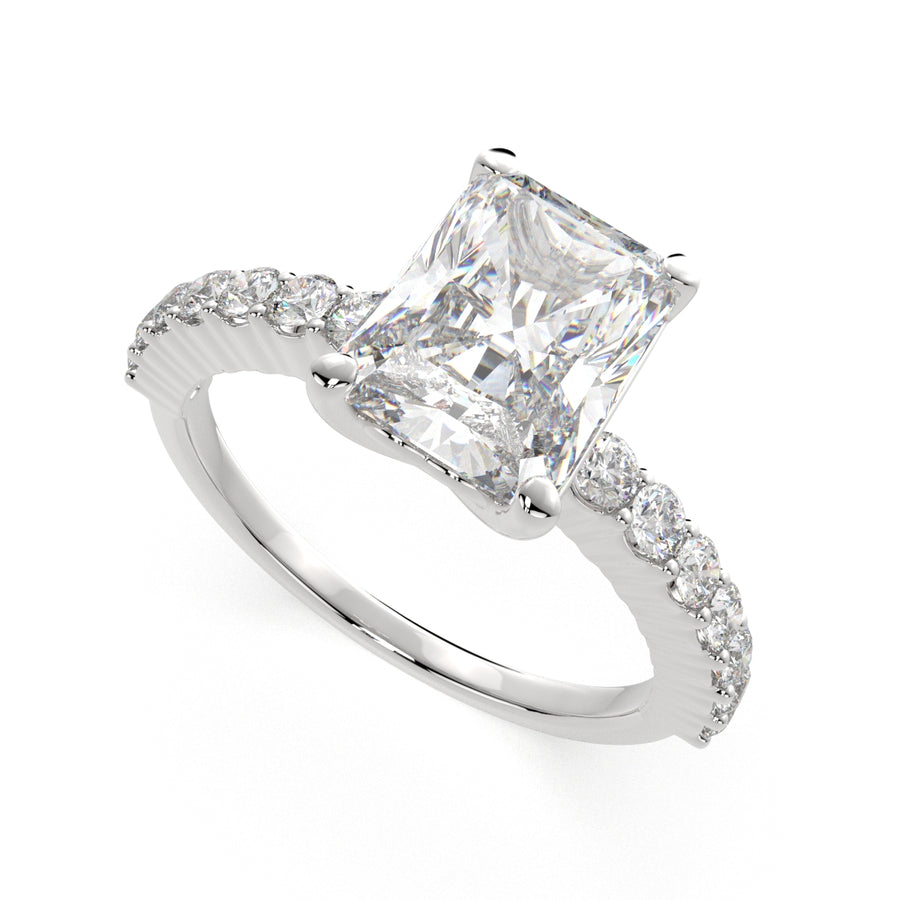 Lavinia 1.35 Carat Radiant Cut Side Stone 4 Prong Engagement Ring