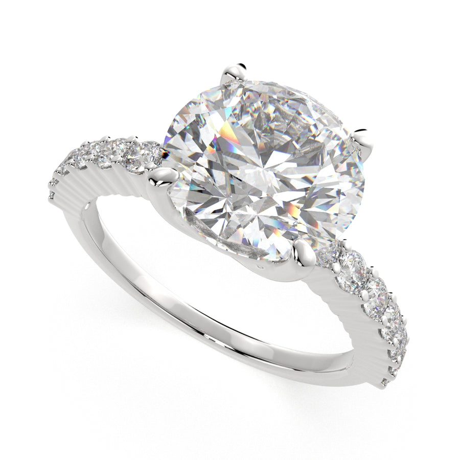Lavinia 2.35 Carat Round Cut Side Stone 4 Prong Engagement Ring