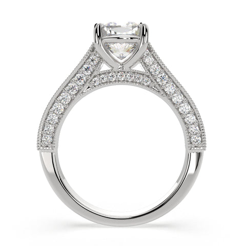 1.75 Carat VS1 D Lab Grown Diamond Pave Cushion Ring