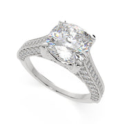 1.75 Carat VS1 D Lab Grown Diamond Pave Cushion Ring