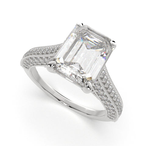 1.75 Carat VS1 D Lab Grown Diamond Pave Emerald Ring