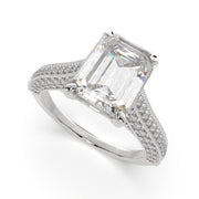 2.75 Carat VS1 D Lab Grown Diamond Pave Emerald Ring