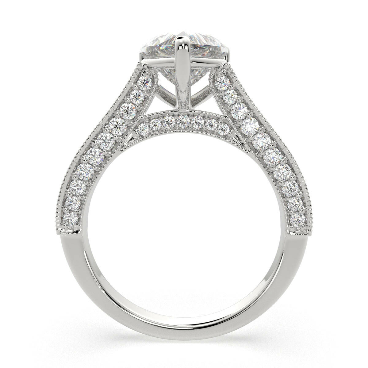4.75 Carat VS1 D Lab Grown Diamond Pave Heart Ring