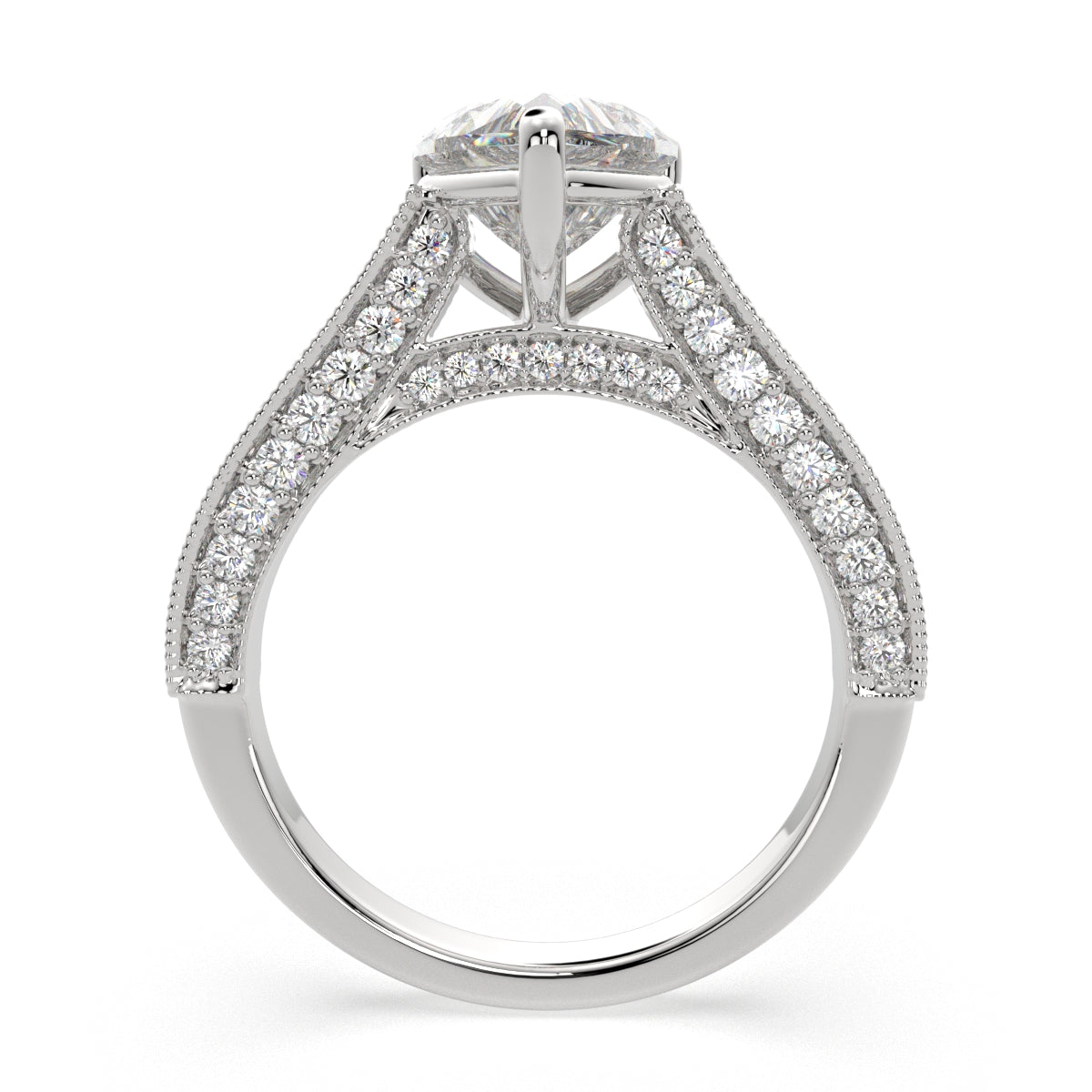 1.75 Carat VS1 D Lab Grown Diamond Pave Heart Ring