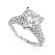 2.75 Carat VS1 D Lab Grown Diamond Pave Heart Ring