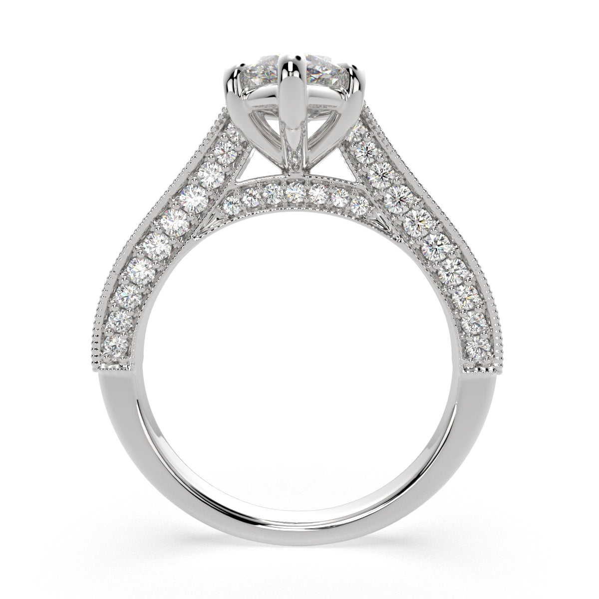 2.75 Carat VS1 D Lab Grown Diamond Pave Marquise Ring
