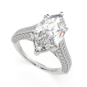 3.75 Carat VS1 D Lab Grown Diamond Pave Marquise Ring
