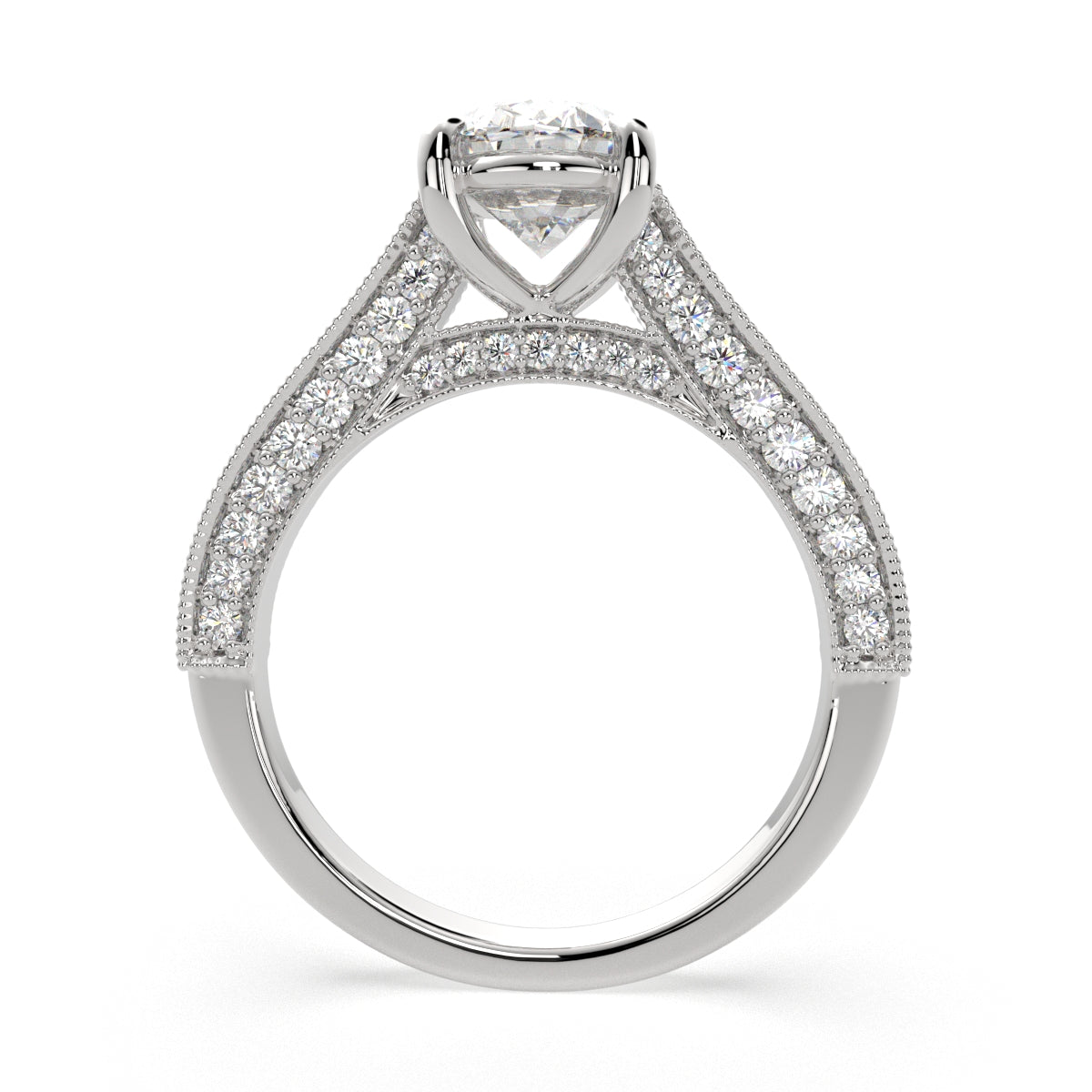 4.75 Carat VS1 D Lab Grown Diamond Pave Oval Ring