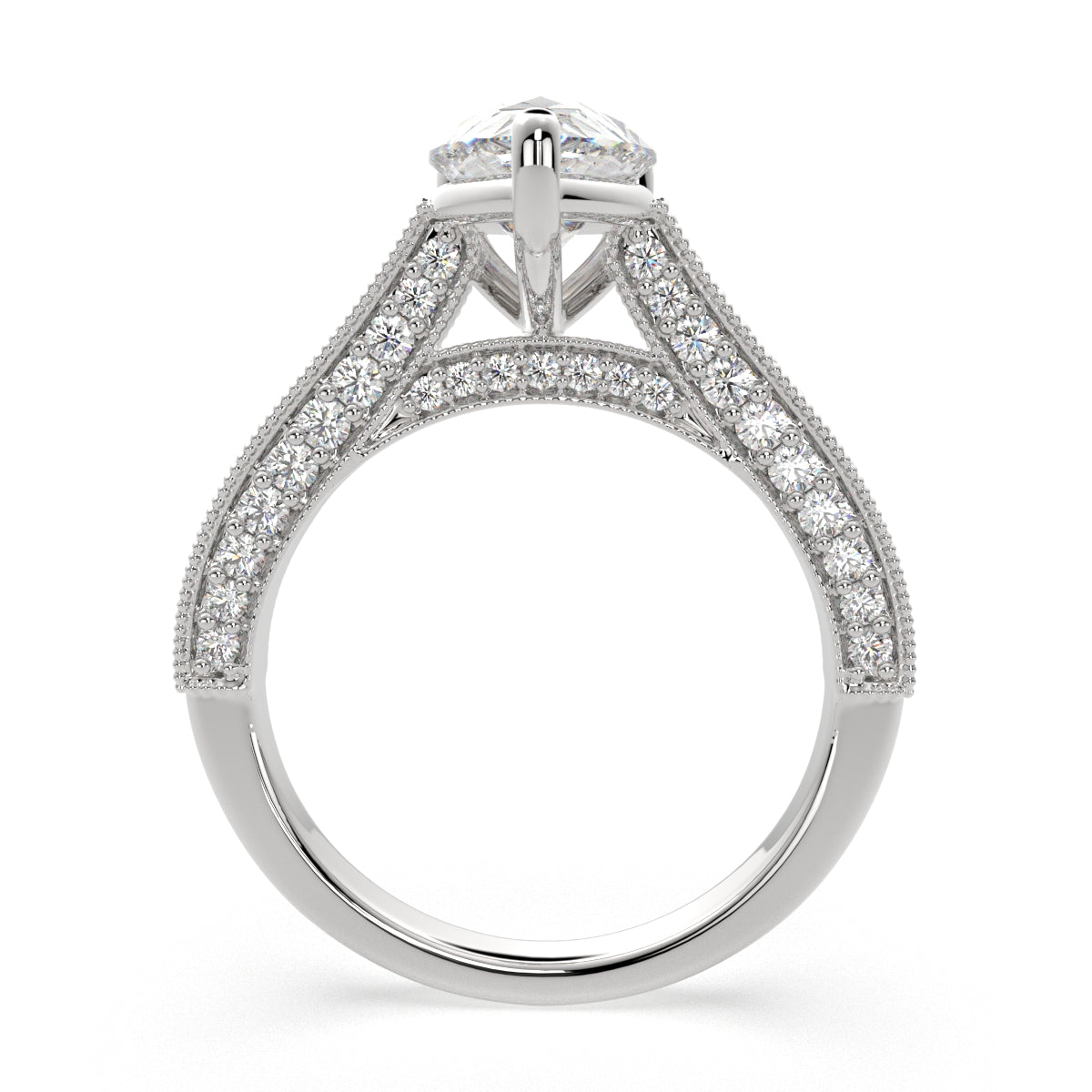 2.75 Carat VS1 D Lab Grown Diamond Pave Pear Ring