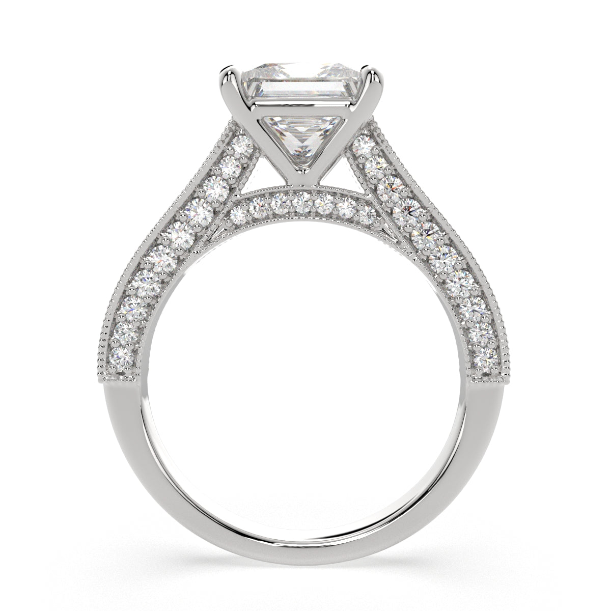 4.75 Carat VS1 D Lab Grown Diamond Pave Princess Ring