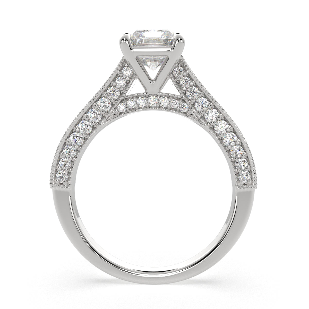 4.75 Carat VS1 D Lab Grown Diamond Pave Radiant Ring